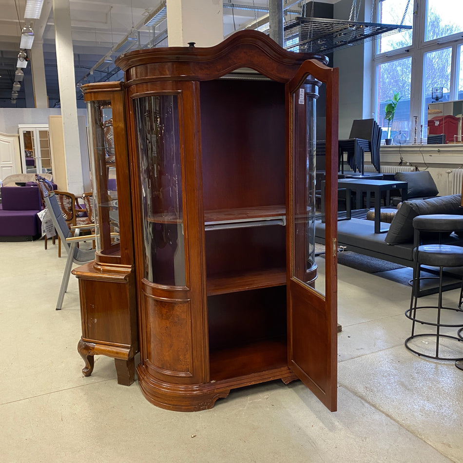 Antiker Vitrinenschrank im Barockstil mit Glasfront – dekorativer Wohnzimmerschrank – Schrank gebraucht