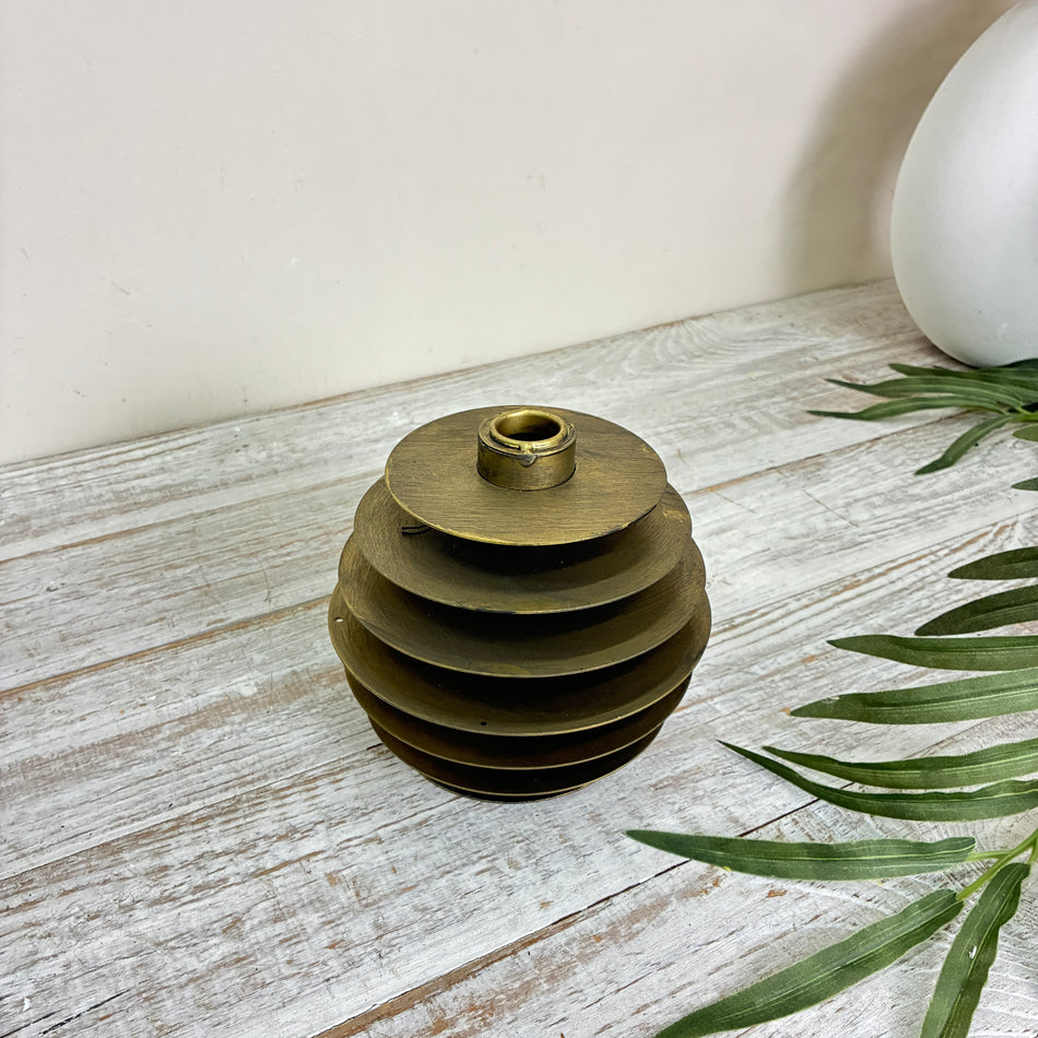 PTMD Tyna Kerzenhalter Golden Lamellendesign Bronze Messing