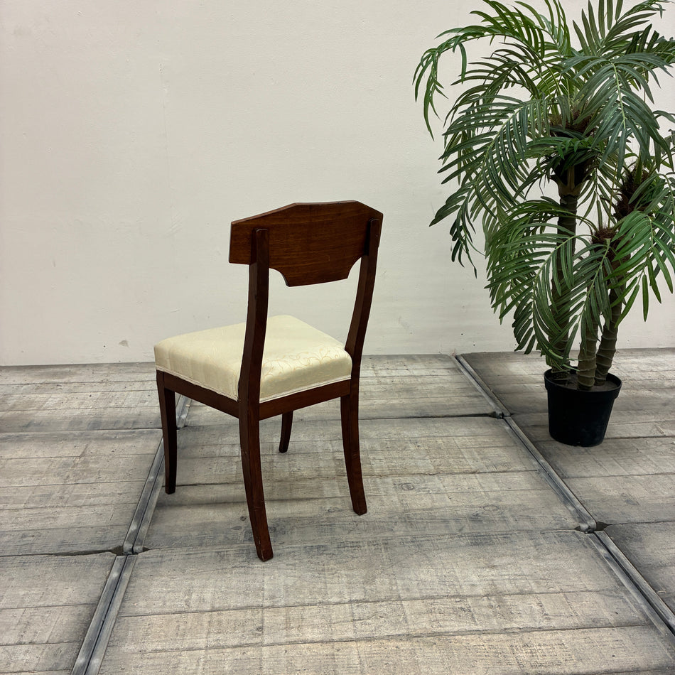 Art Deco Chair Mahogany Cream Chair Wood Upholstered Chair Vintage