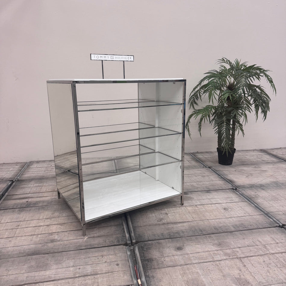 Tommy Hilfiger Verkaufsdisplay Silber/Weiß Verspiegelt Ladenbau-Regal Gebraucht