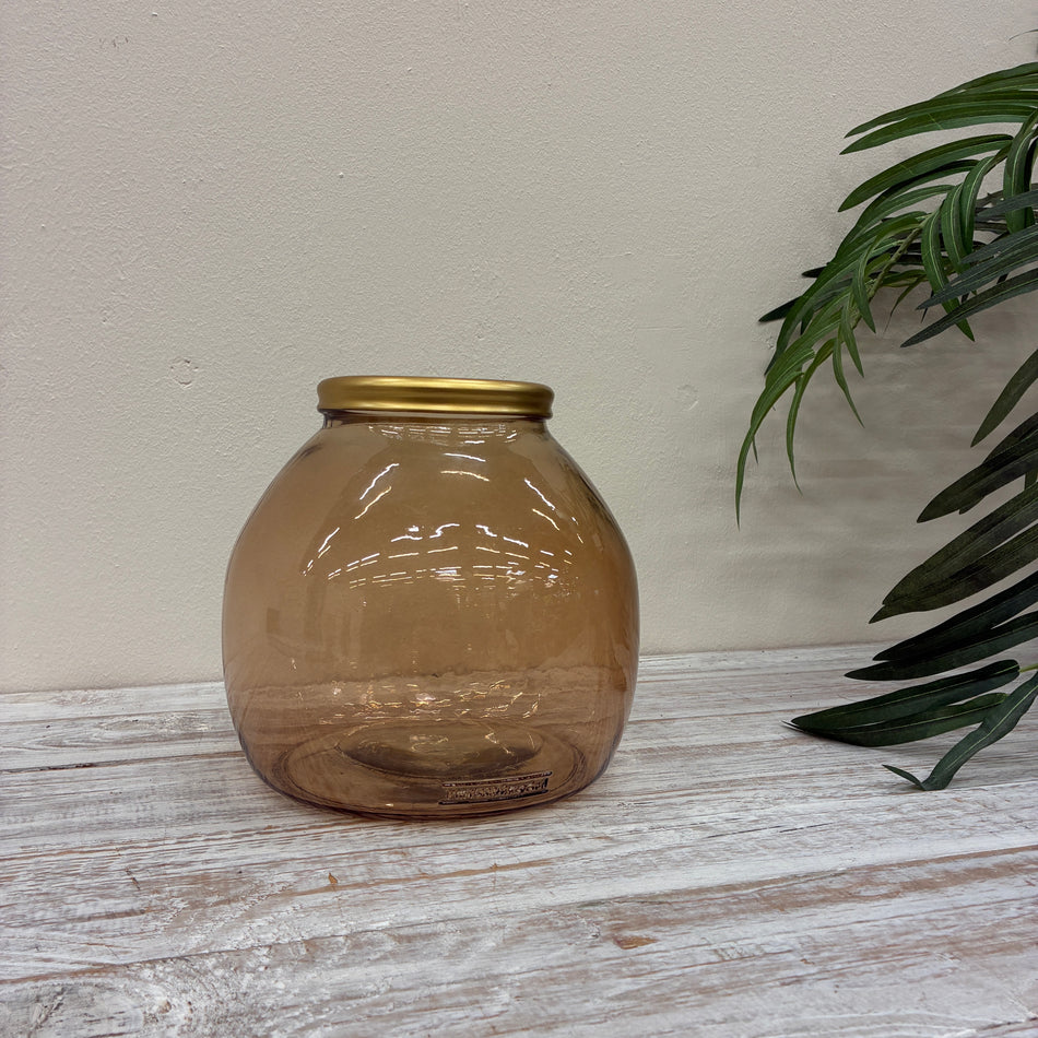 Vase Kupfern Bernstein Optik Glas Deko Vase