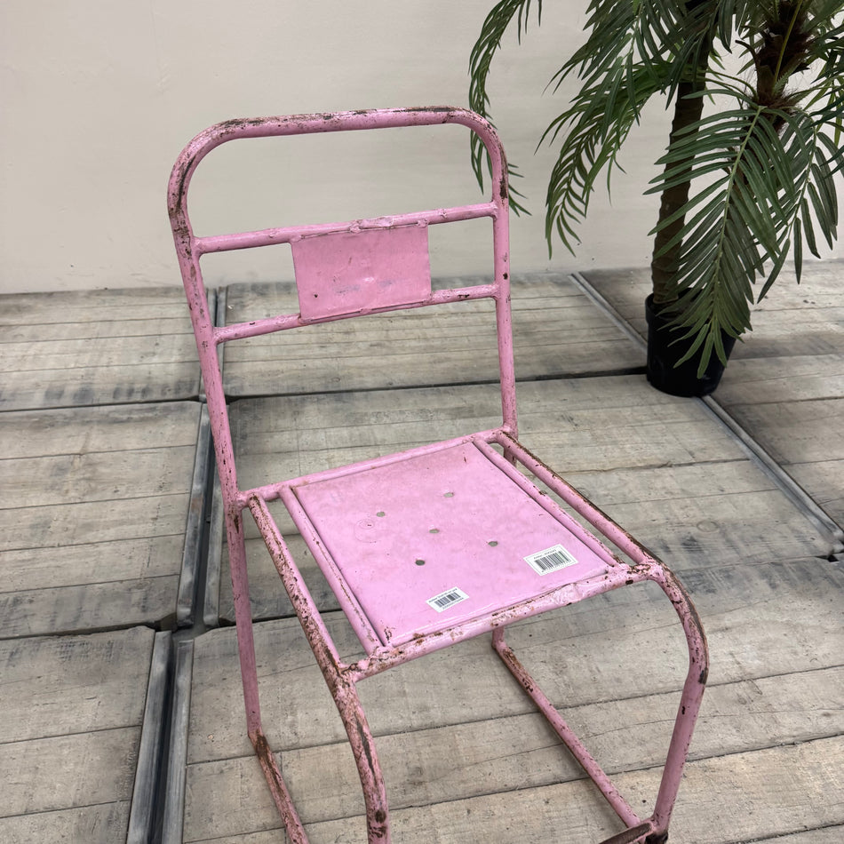 Vintage Stuhl Pink Metall Industrial Shabby Chic Gebraucht