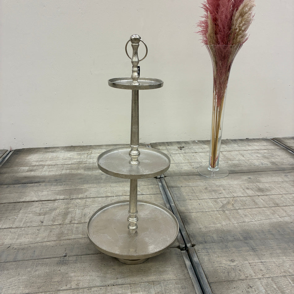 Lesli Living Shine Etagere 3-stöckig Silber Metall 90cm Servierständer