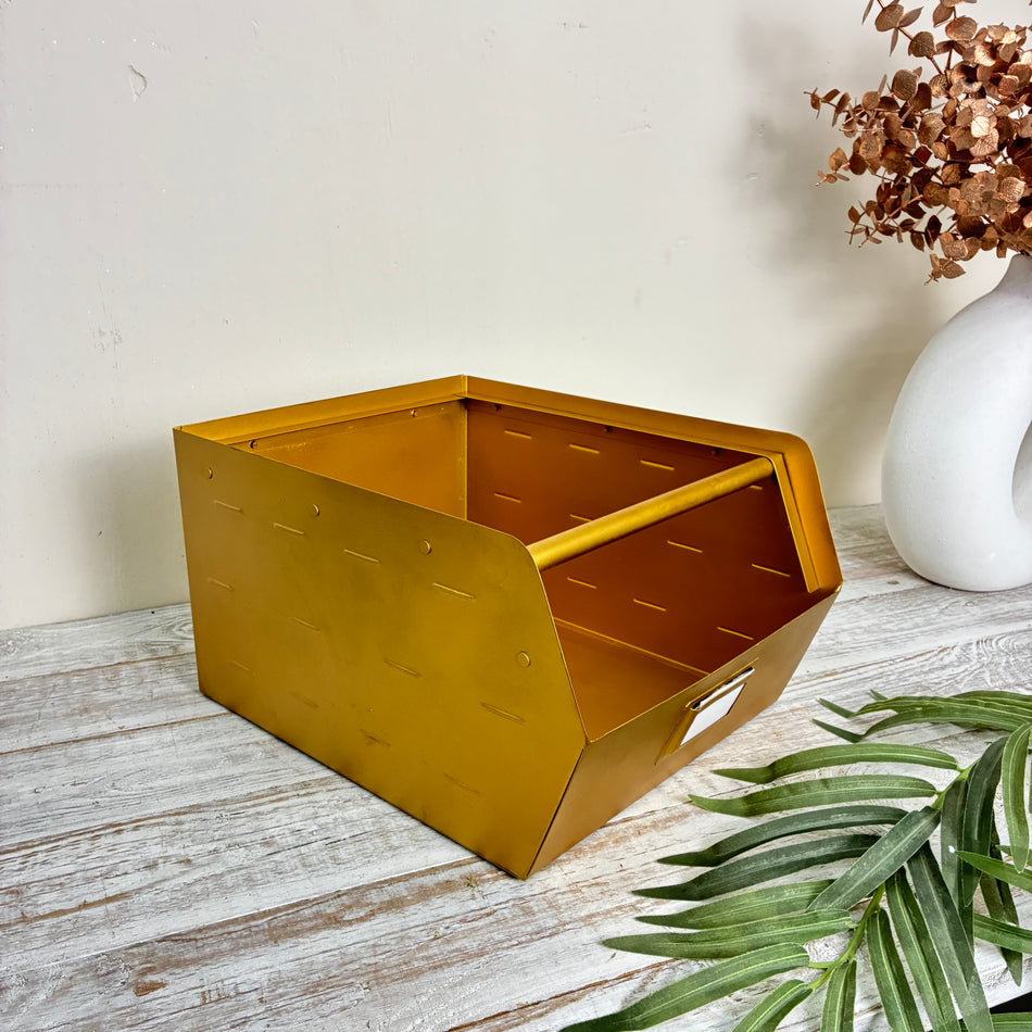 Aufbewahrungsbox Golden Metall Sichtlagerbox Deko Kiste Organisation