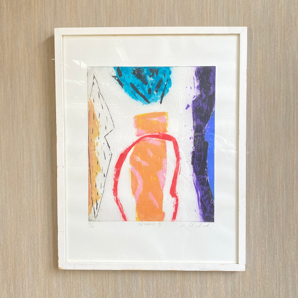 Bild mit Rahmen gebraucht Druckgrafik Holz Glas 58 x 74