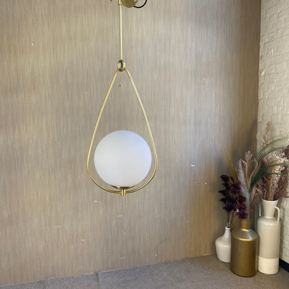 Pendelleuchte Kugel Milchglas Golden DeckenlampeLampe gebraucht