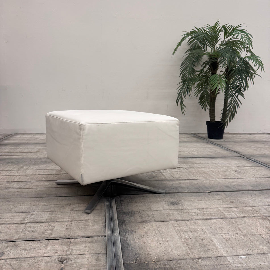 Walter Knoll Sitzhocker Weiß Leder Designer Fußhocker Hocker Gebraucht