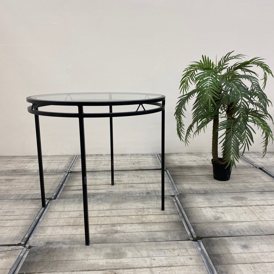 Esstisch schwarz Glas Eisen Tisch 80x70 rund Gebraucht