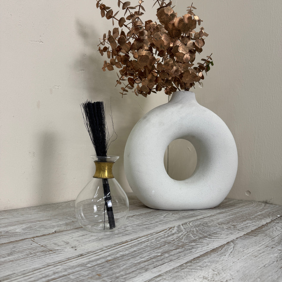 Glasvase Karaffe Messingmanschette Deko Vase Klarglas Messing Deko Gebraucht