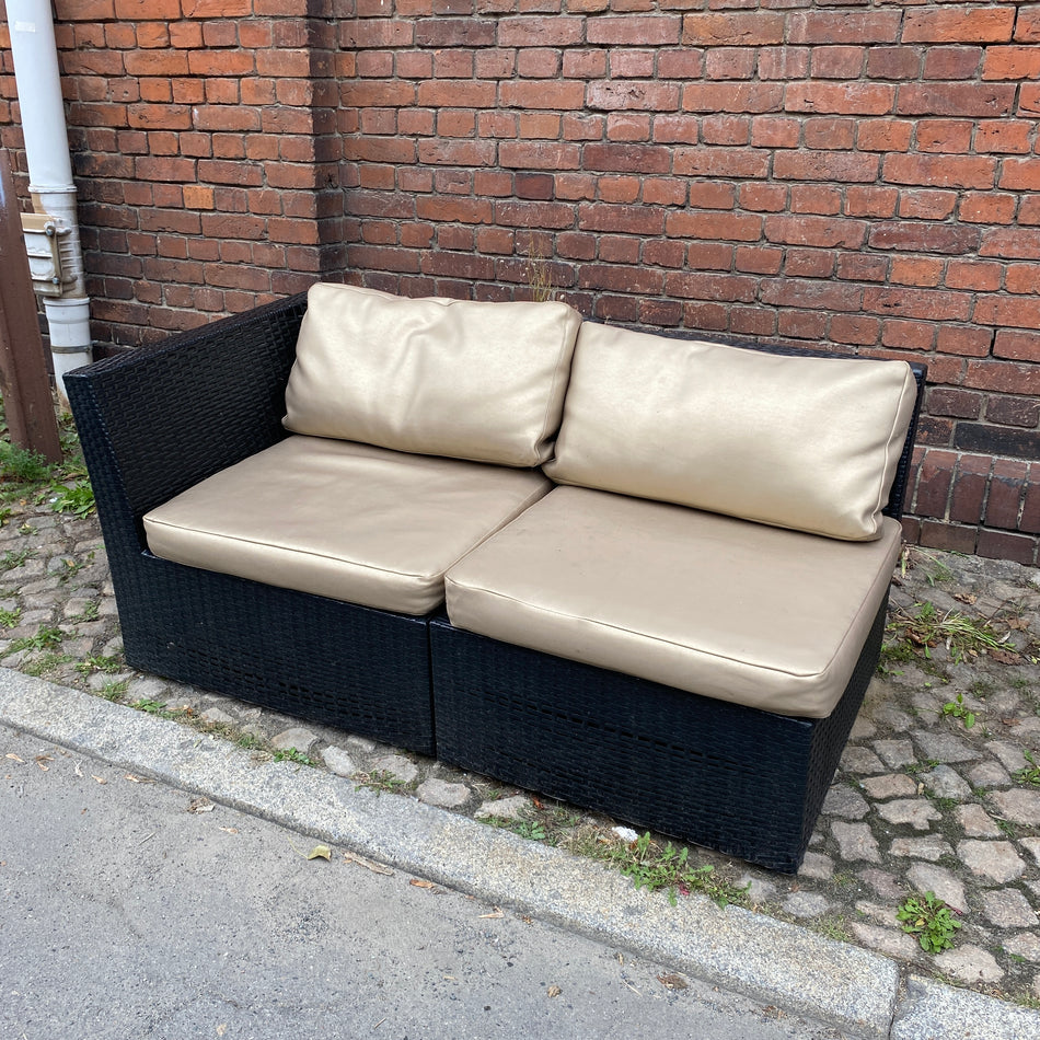 Outdoor Rattan Sofa gebraucht golden grau Kunststoff 137cm