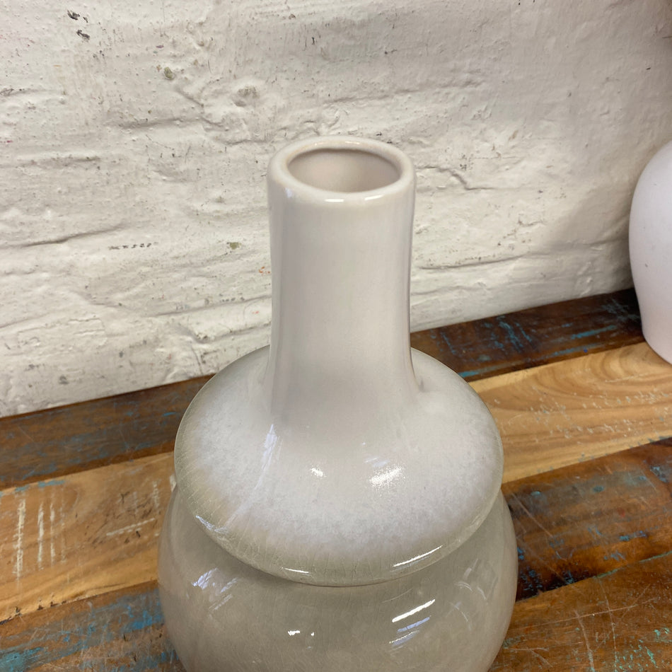 PTMD Cyra M Vase creme grau Keramik 28cm Deko Blumenvase