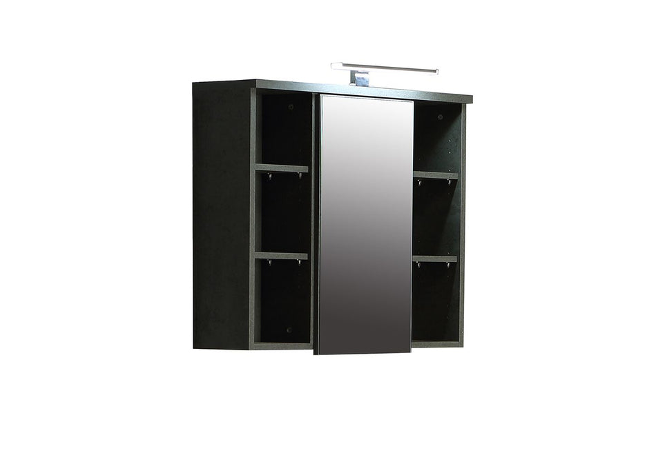 VILNIUS Spiegelschrank 1-türig inkl. Beleuchtung Old-Wood Vintage / Dunkelgrau