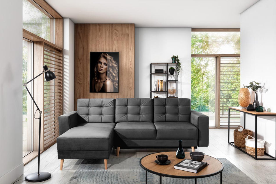 Asgard Ecksofa Anthrazit Samt Schlafcouch Sofa Design Schlafsofa