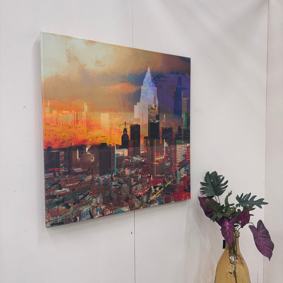 Wandbild 90x90 - Frankfurt Skyline abstrakt - Fotodruck auf Leinwand Gebraucht