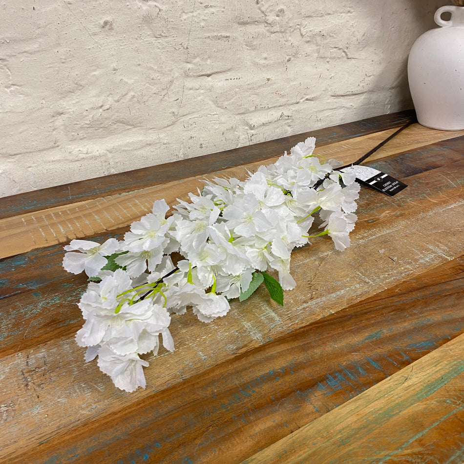 Kunstblume Kirschblüte hell weiß Kunststoff Zweig Deko