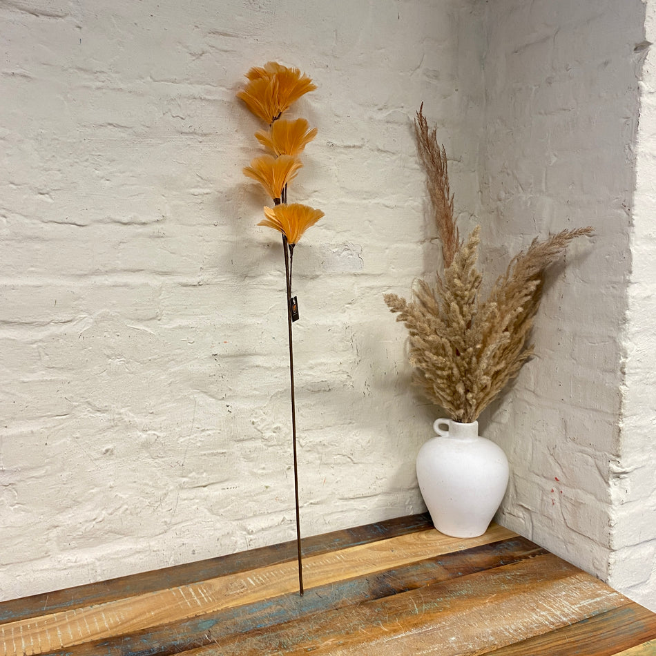 Künstlicher Zweig Federblumen orange 85 cm Kunstpflanze