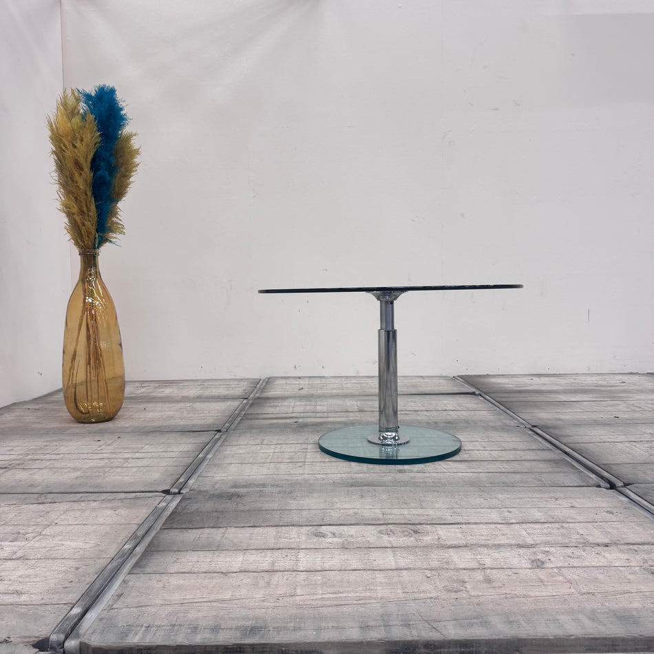 Draenert Glastisch Couchtisch Transparent Glas rund mit Säulenfuß Tisch Gebraucht
