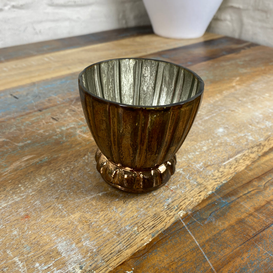 PTMD Larissa Teelichthalter kupfern Glas Deko 8cm