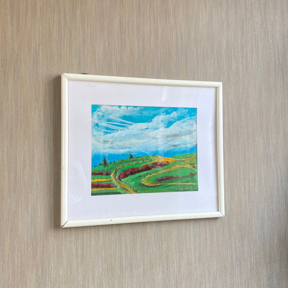 Bild mit Rahmen gebraucht Landschaftsmalerei Holz Glas 74 x 62