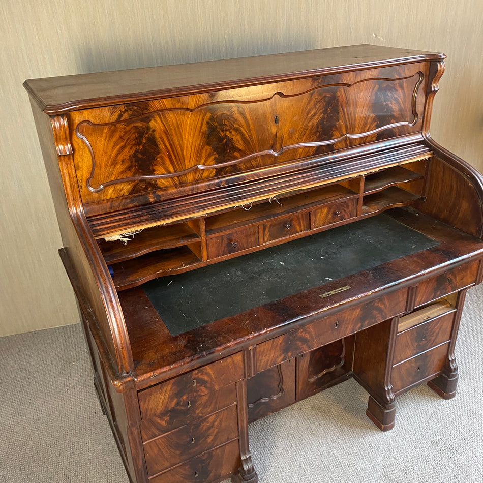 Louis Philippe Rollbüro antik Mahagoni Nadelholz