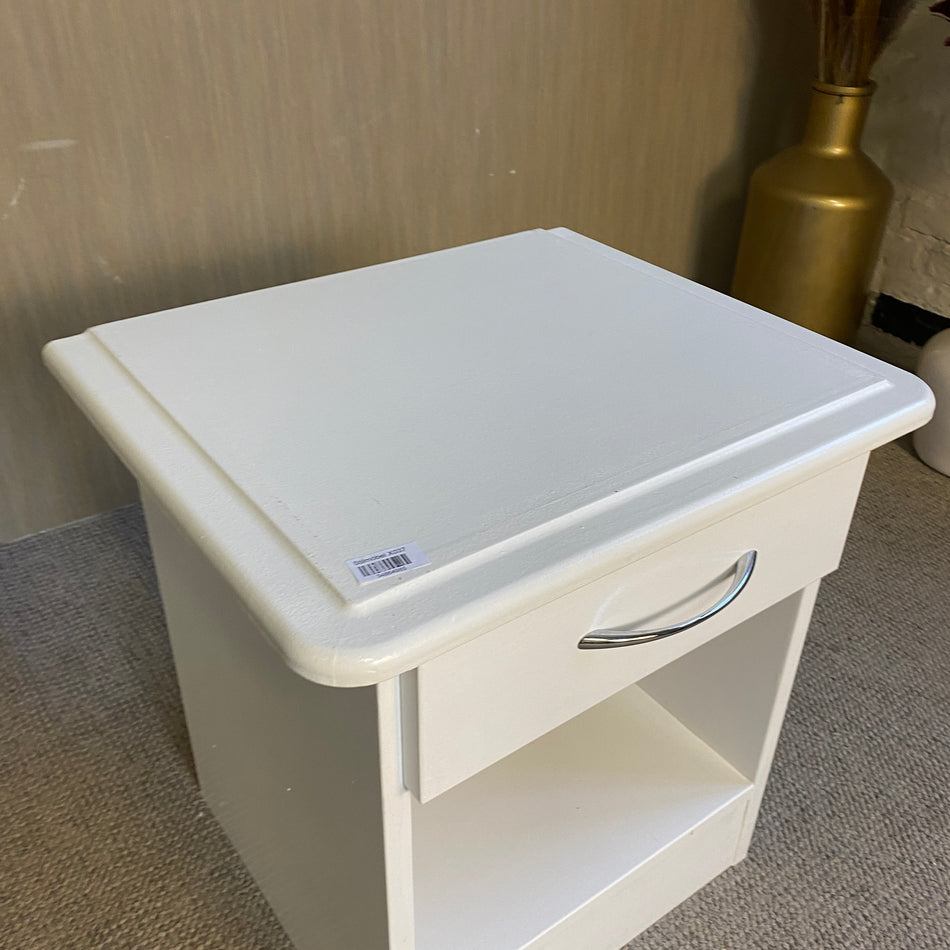 Weißer Nachttisch mit Schublade & Ablagefach – praktischer Tisch gebraucht