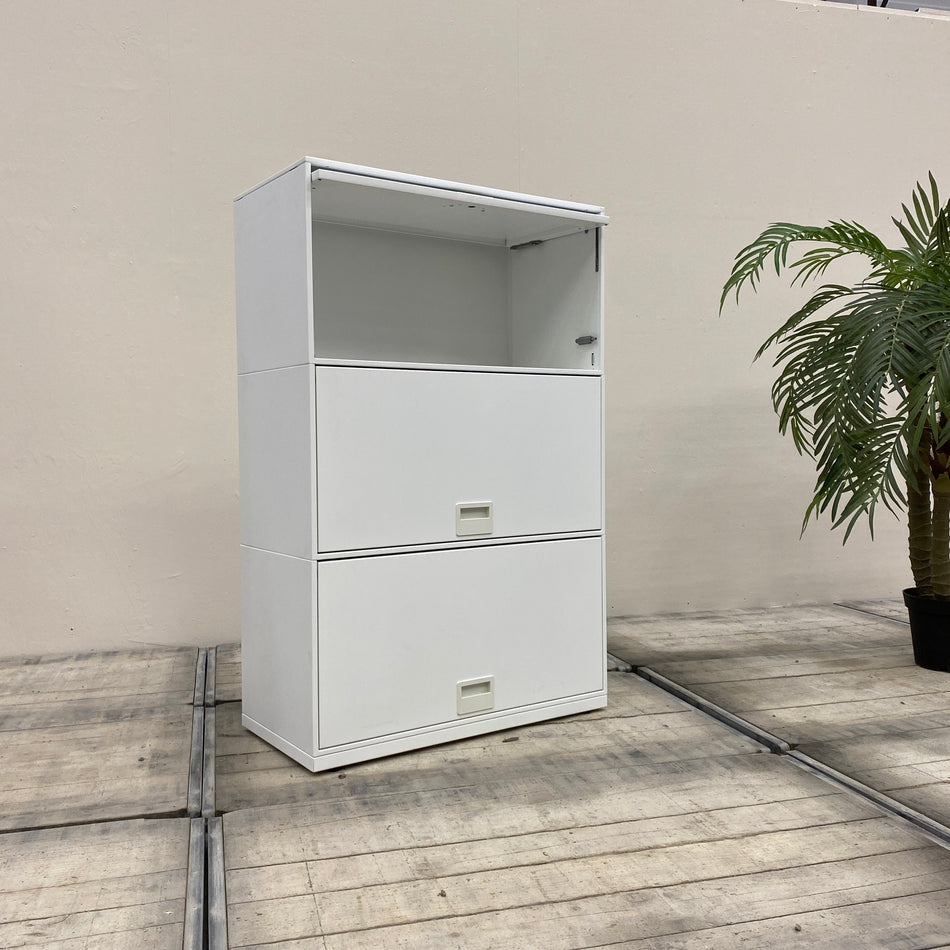 Modulregal Weiß Metall 3 Fächer Schrank Büro Gebraucht