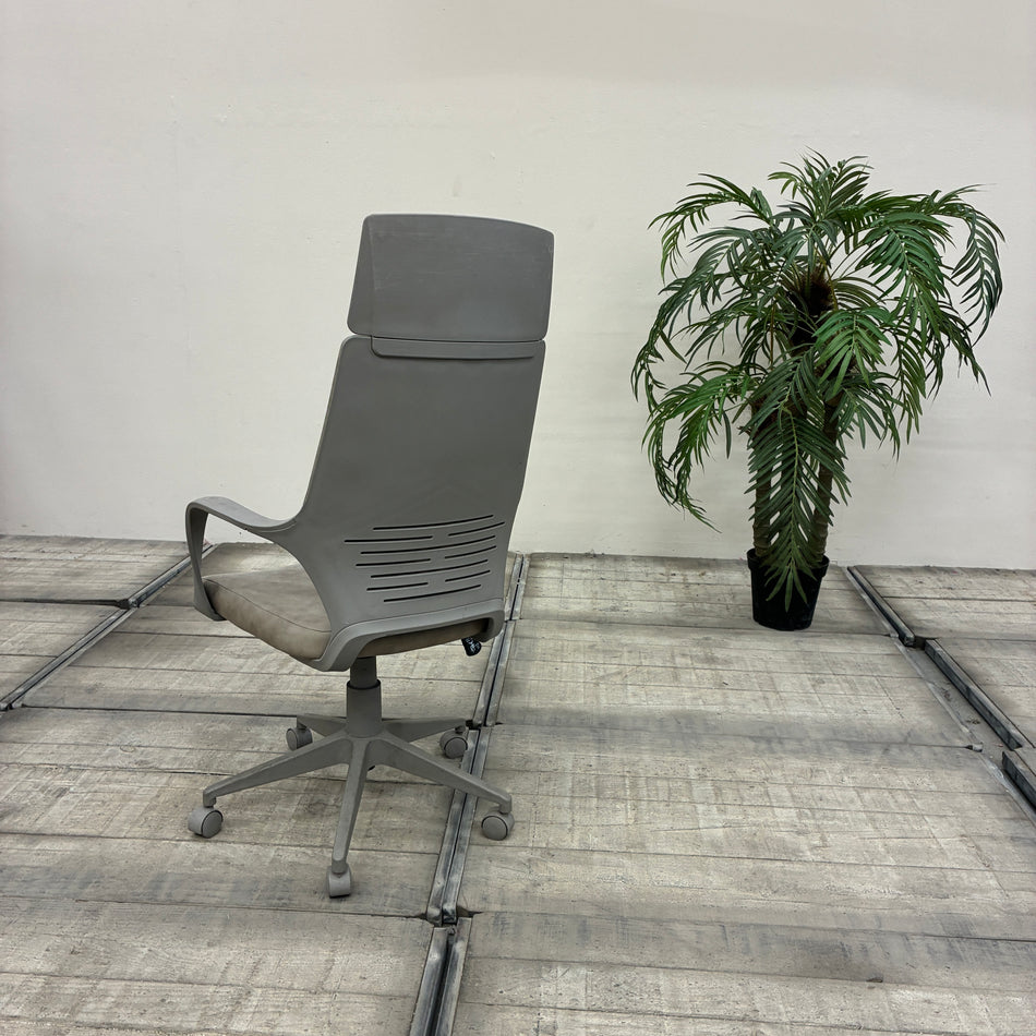 Bürodrehstuhl Grau Beigegrau Velours Ergonomisch Armlehnen Drehstuhl Gebraucht