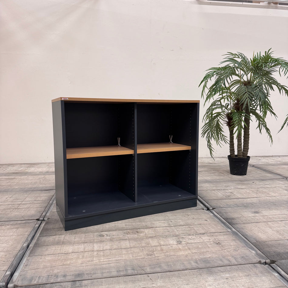 Regalschrank Anthrazit Holz 2Oh Mit 2 Einlegeböden Büro Sideboard Gebraucht
