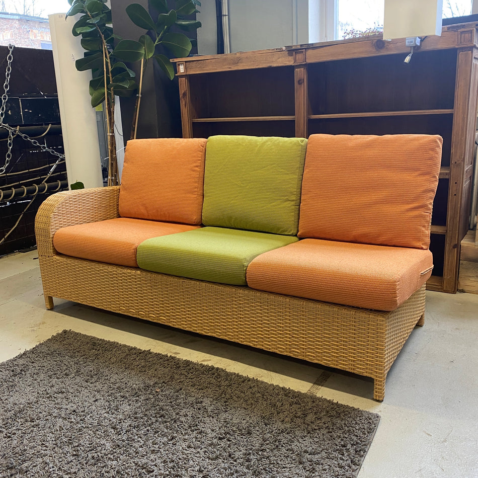 Outdoor Rattan Sofa gebraucht orange grün hell 3er L