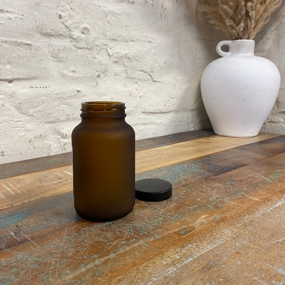 Glasflasche mit Deckel braun 200ml Gefäß Deko