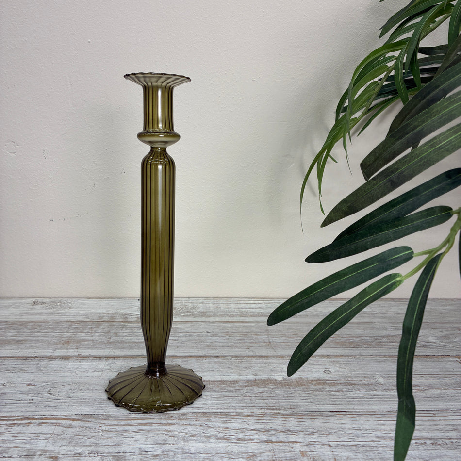 Kerzenständer beige Glas Ständer Deko Kerzenhalter 29cm