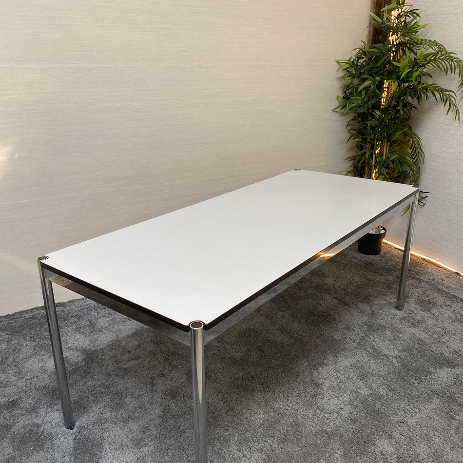 USM Haller Schreibtisch gebraucht Chrom Holz weiß Tisch 175x75