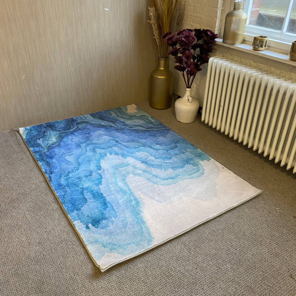 Benuta POP Teppich „Mara“ Blau 120×170 cm – Moderner Wasserfarben-Look