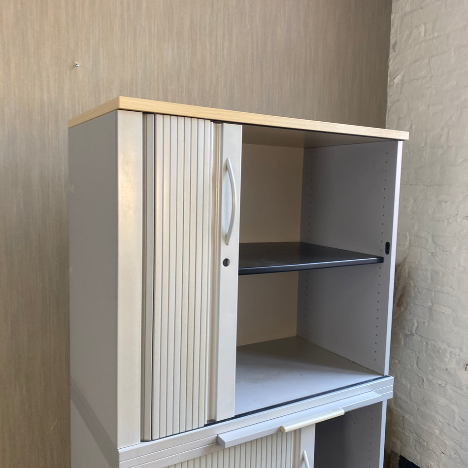 Doppelschrank gebraucht silbern grau 150cm Büro Schrank