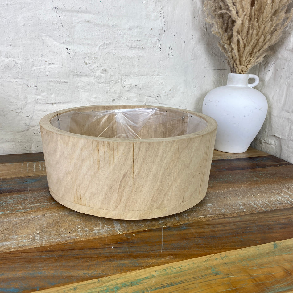 Holz Blumentopf Vollholz mit Kunststoff Beschichtung 34x13 natürlich Übertopf