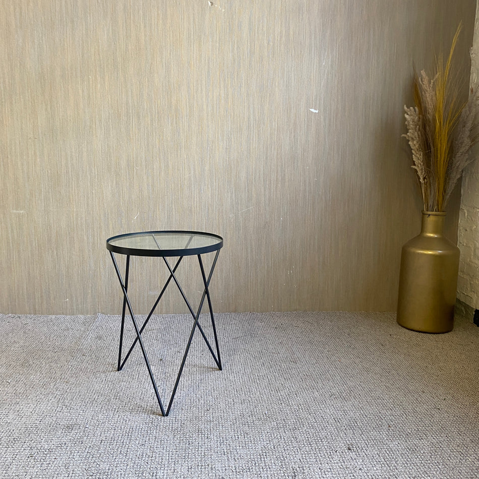 Lifa Living Beistelltisch Emily schwarz Metall Glas Tisch 48cm