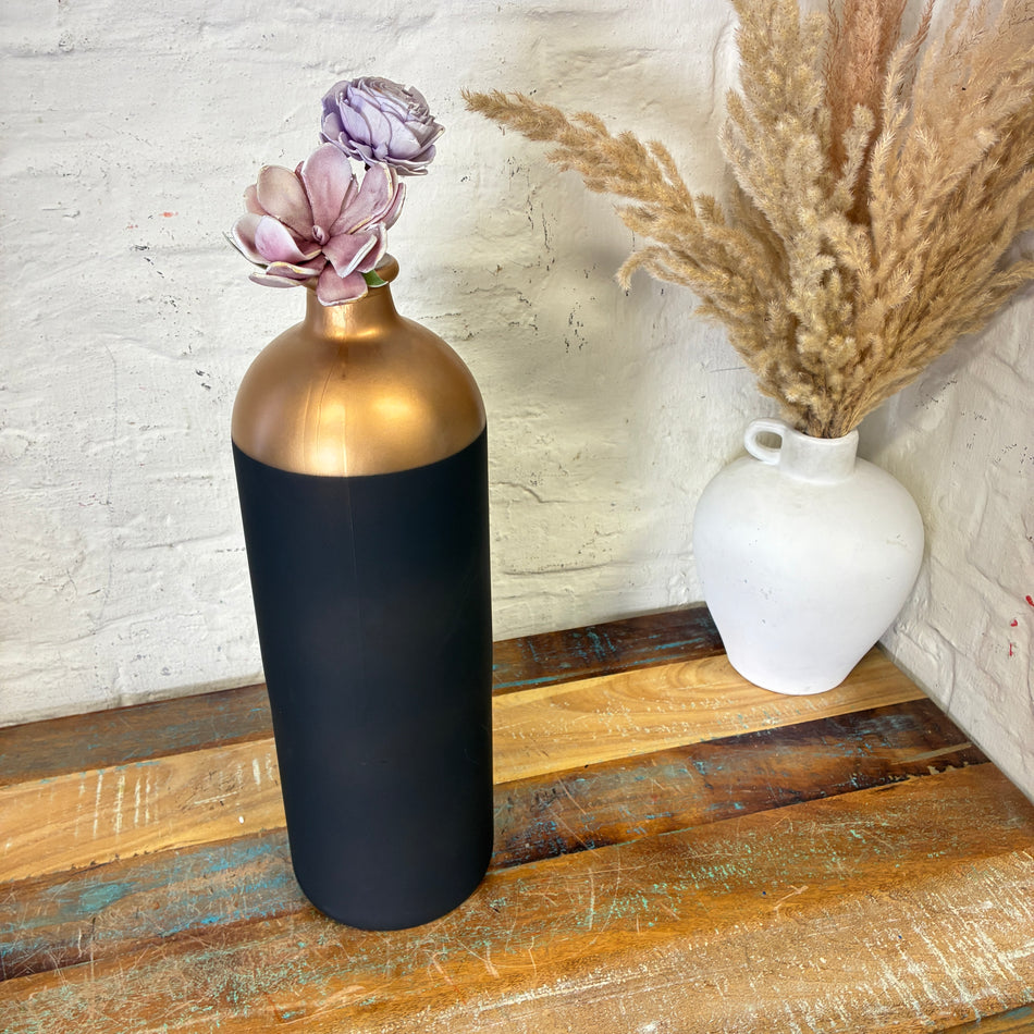 Countryfield Flaschenvase Madelon L schwarz/kupferfarbig Glas 40cm Vase