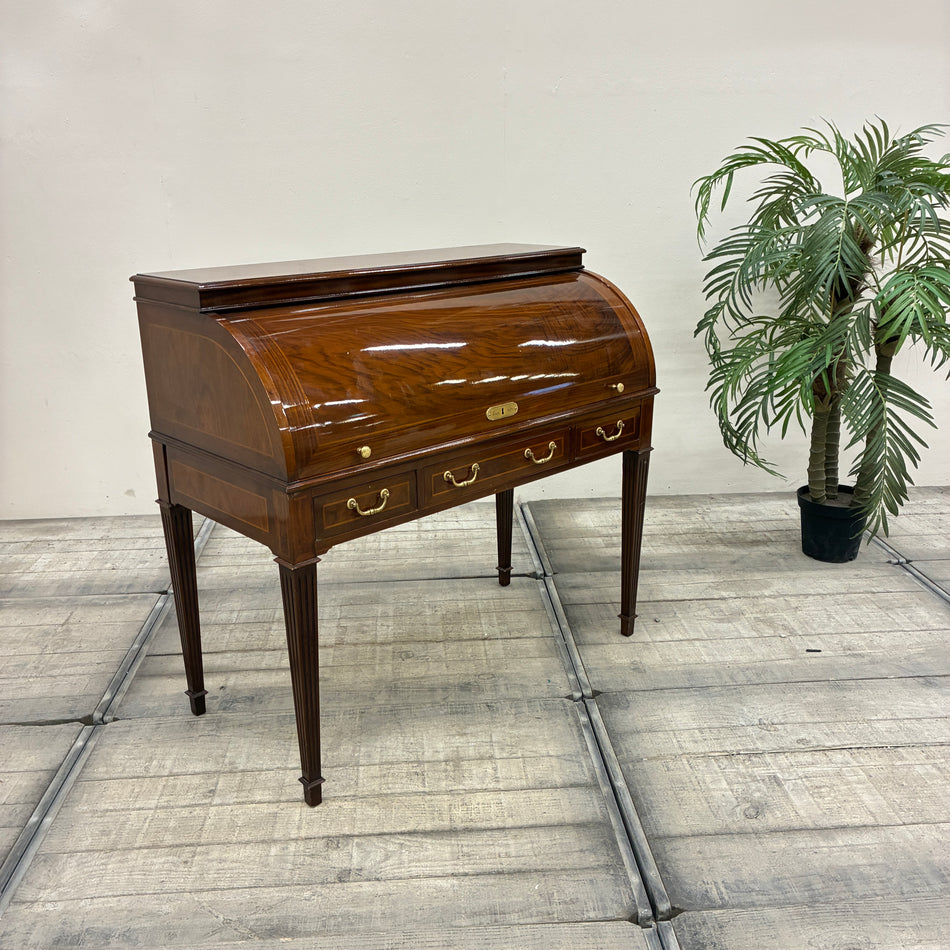 Zylinderbureau Schreibtisch Nussbaum Braun Holz Sekretär 1964 Vintage