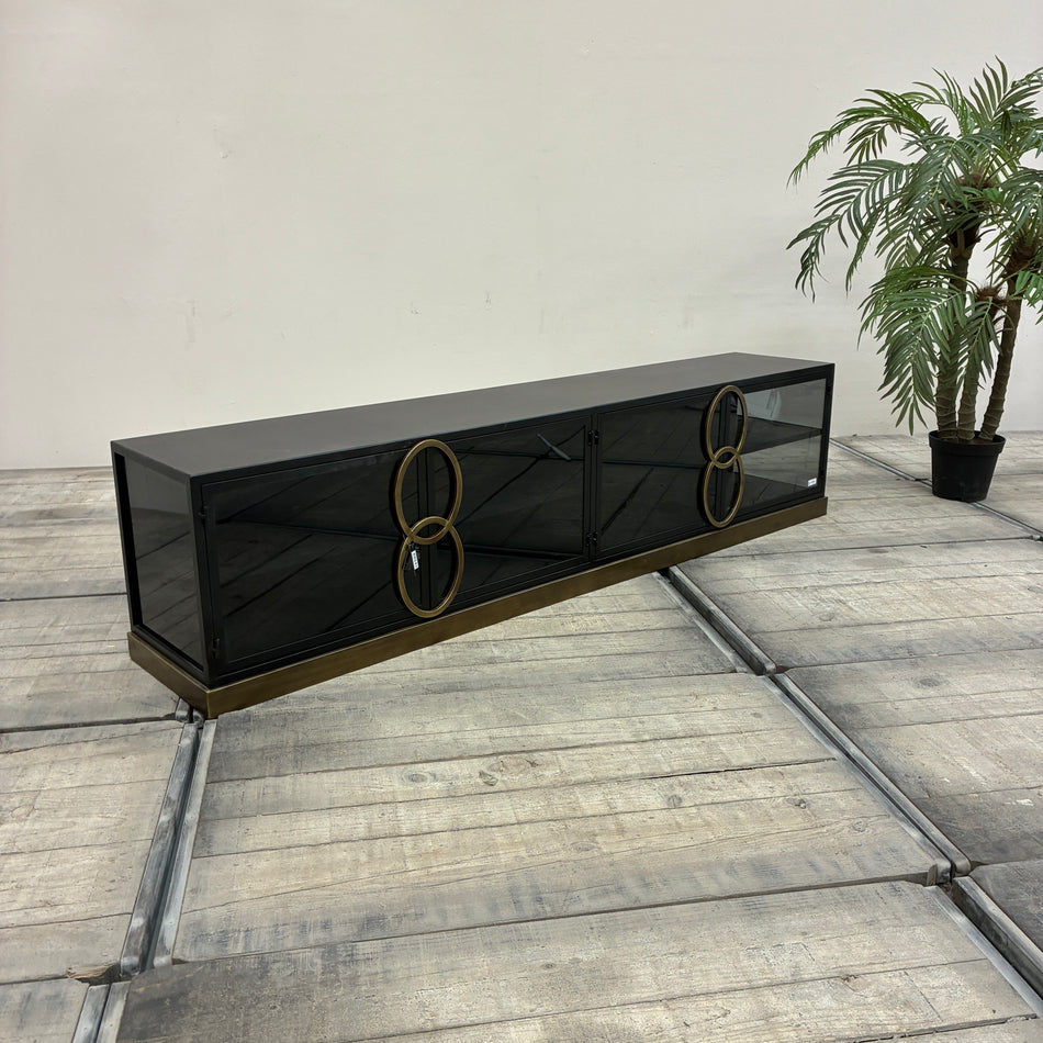PTMD Riho PTMD Sideboard Glas Kommode Schwarz Metall
