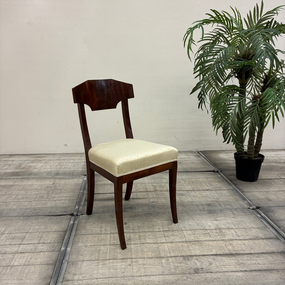 Art Deco Chair Mahogany Cream Chair Wood Upholstered Chair Vintage