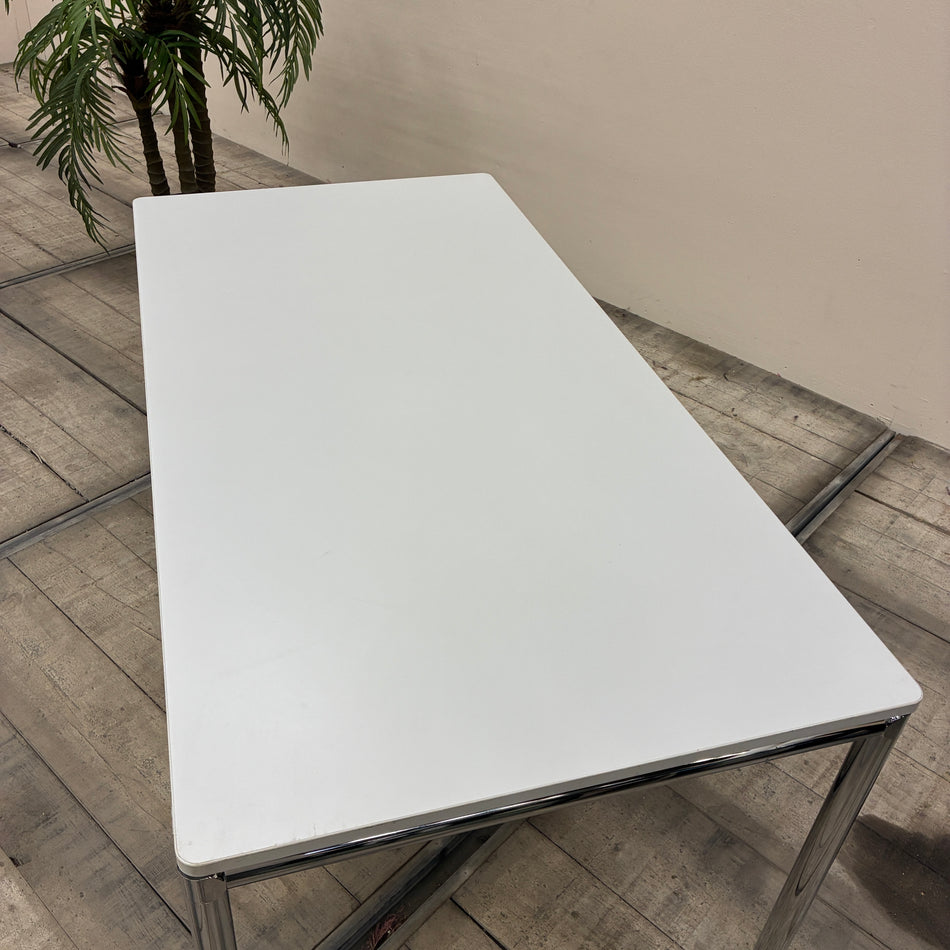 Bosse Bürotisch Tisch 160x80cm Esstisch Weiß Chrom Höhenverstellbar Tisch Gebraucht