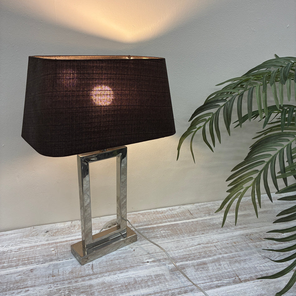Tischlampe braun silber Metall Stoff Lampe gebraucht