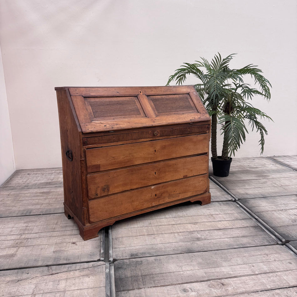 Antiker Sekretär Eiche Massiv Rustikal Dänischer Landhausstil Schreibschrank Vintage