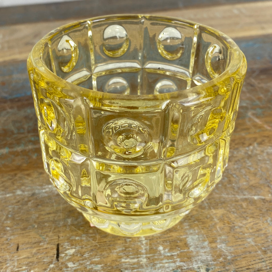 Teelichthalter gelb Glas transparent Deko mit Muster