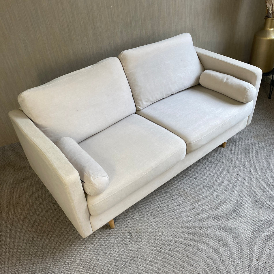 Sofa gebraucht grau Stoff gepolstert 2 Sitzer Couch