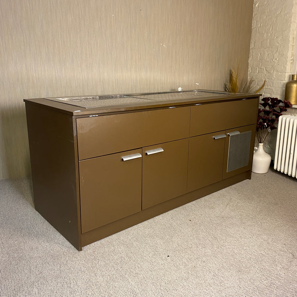 Gastro-Kühltheke mit Edelstahleinsatz und Stauraum – professionelle Getränketheke – Theke gebraucht