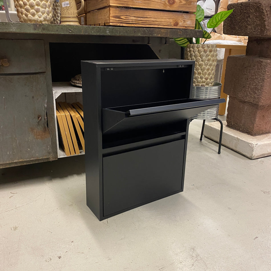 Schuhschrank schwarz Metall klein 2 Fächer