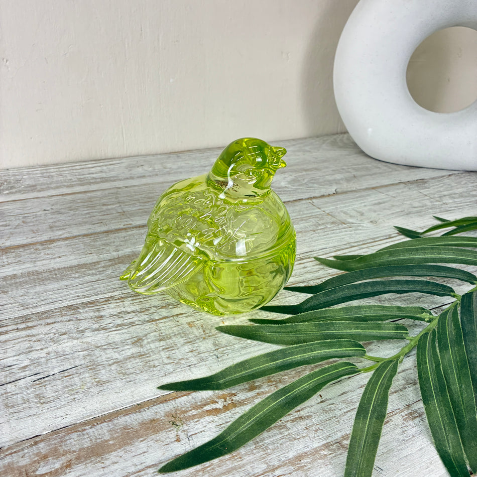 J-Line Glasdose mit Deckel Taube Schatulle Dose Form Grün Deko