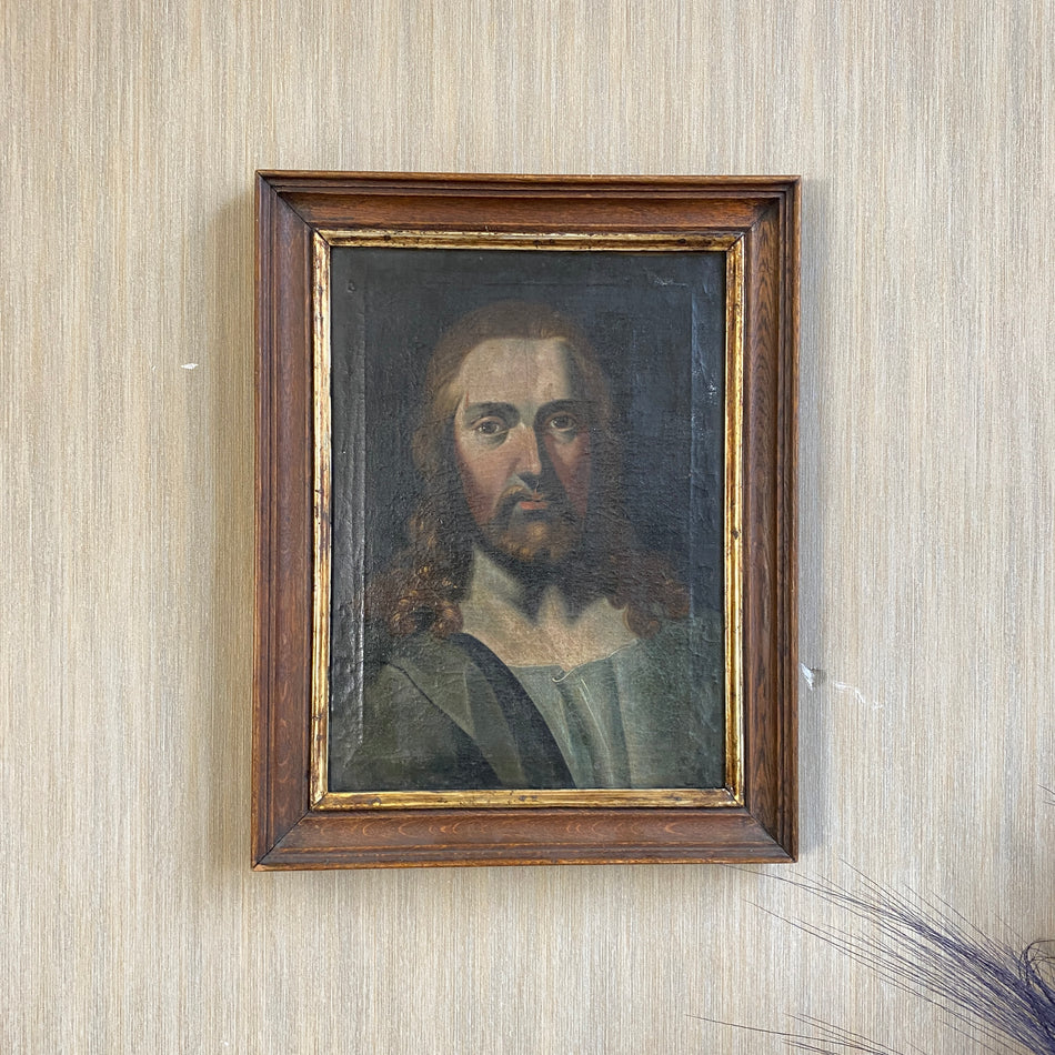 Portrait Jesu Gemälde Kunstwerk Holzrahmen 46x60 Wandbild