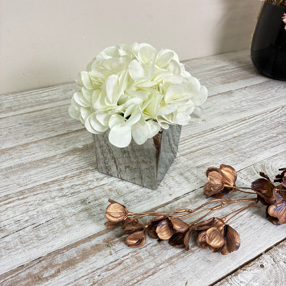 Würfelvase Blumentopf Pflanzentopf Windlicht Silber Metallisch Vase Gebraucht